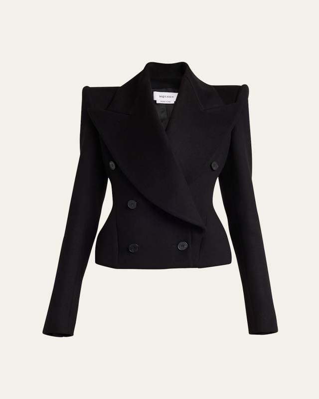 Wrap Double-Breasted Wool Cashmere Blazer